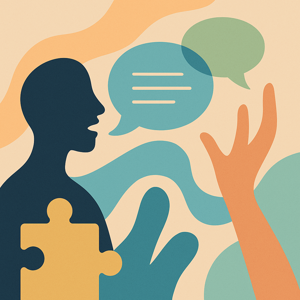 Abstract illustration of speech therapy and communication